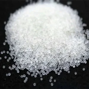High-resolution macro shot of GB-2 Coarse I ‘O’ glass beads, 600-800 micron range, showing large, clear spherical particles for heavy-duty blasting