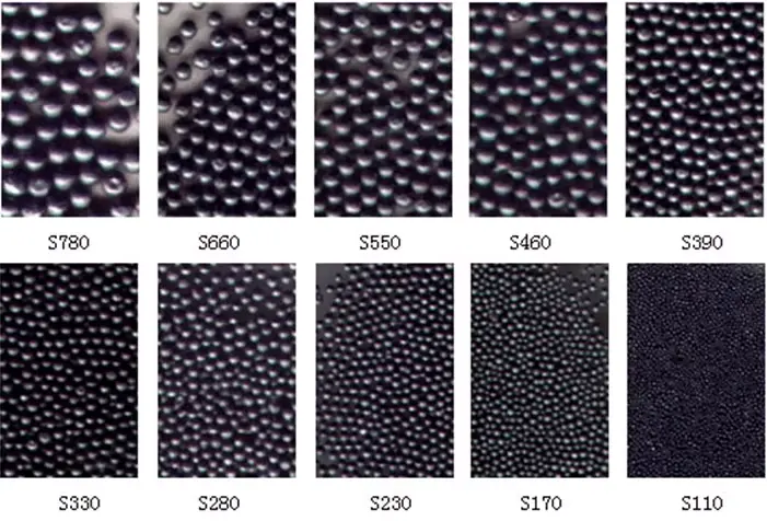 Steel Shots 1 Coreblast Solutions high carbon cast steel shots in a clear display jar showing spherical shape and premium quality metallic blast media